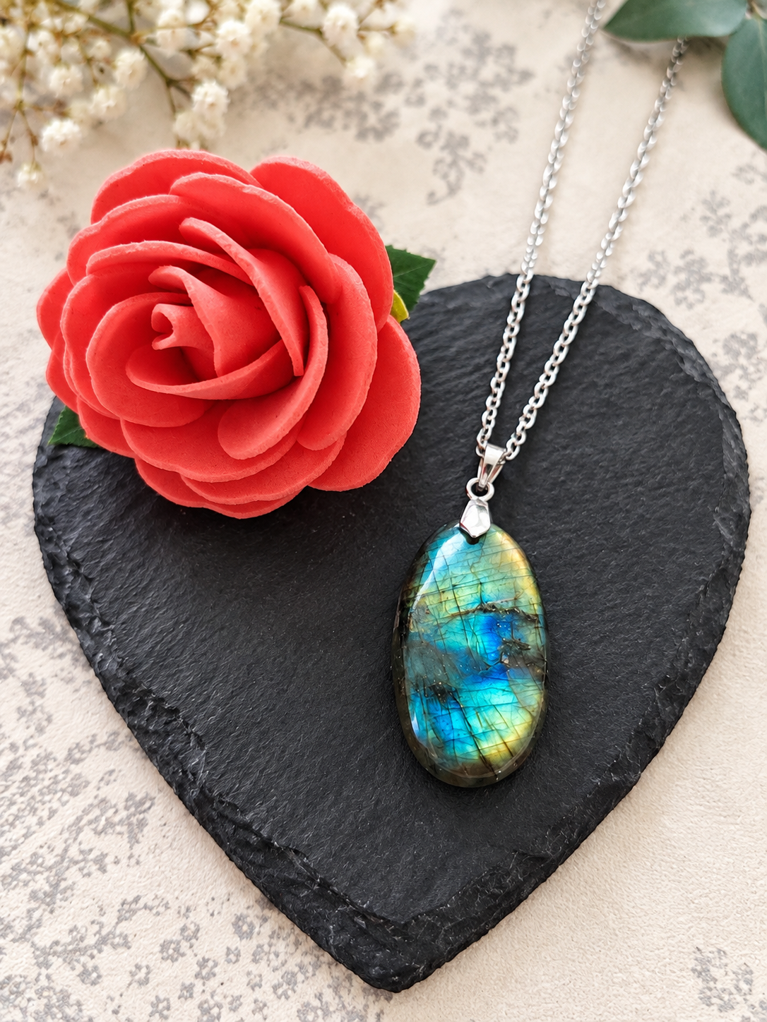 Pendentif en labradorite bleu/vert