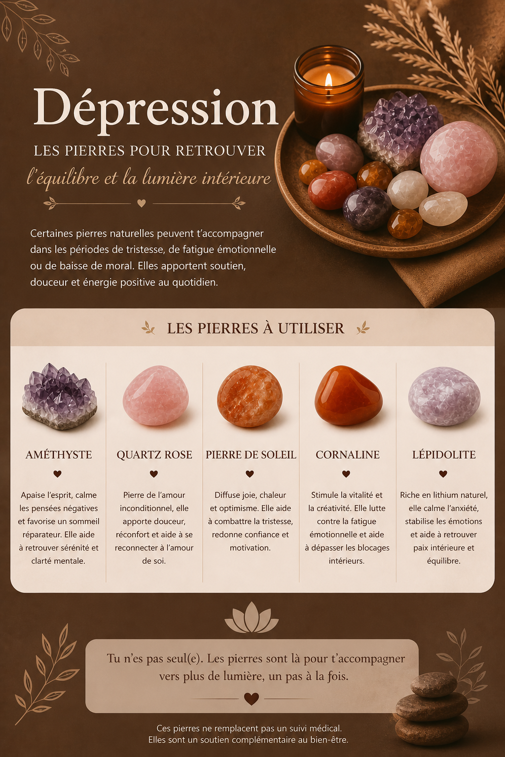 Pierres pour la dépression et mieux-être émotionnel