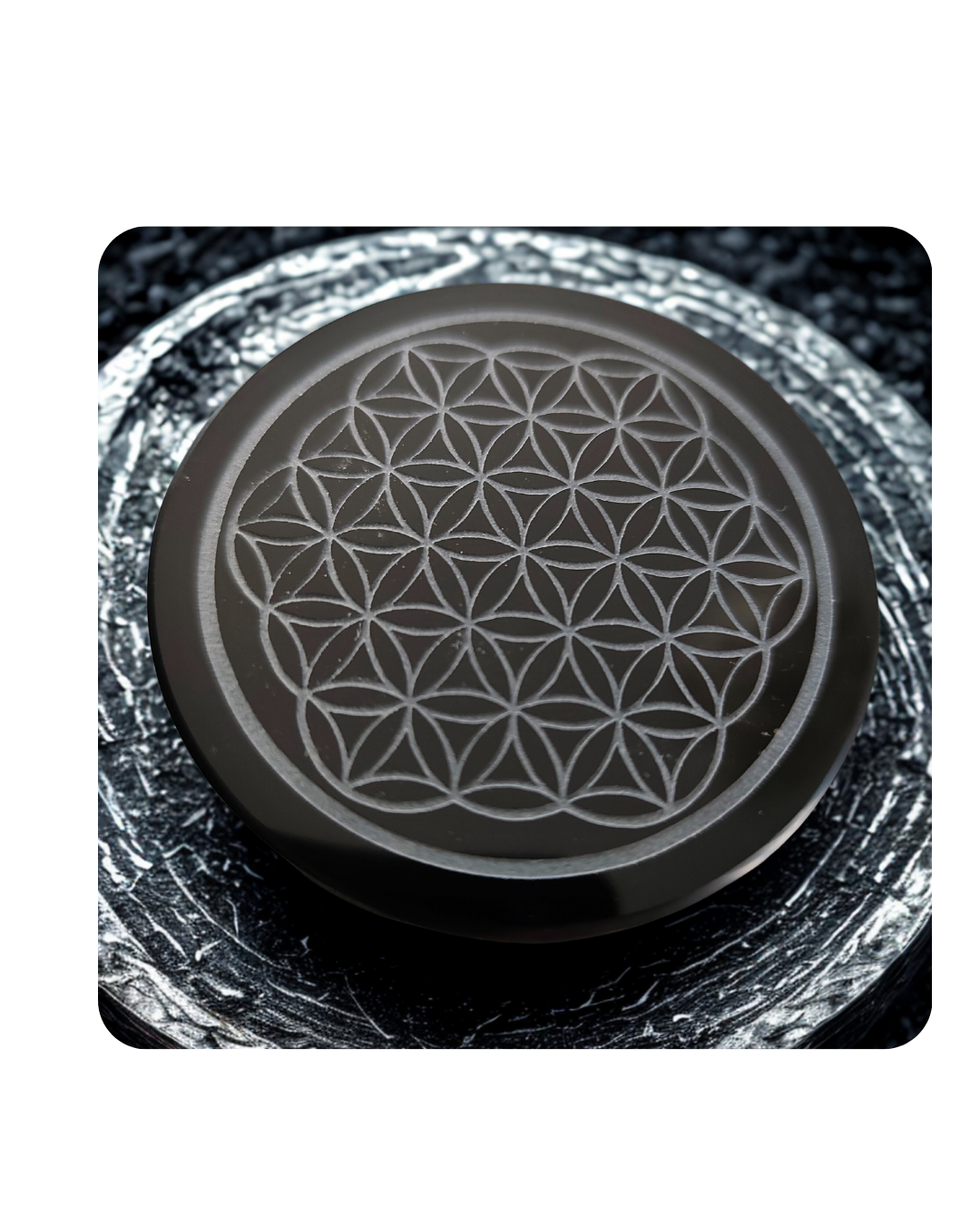 Disque Obsidienne Noire Fleur de Vie